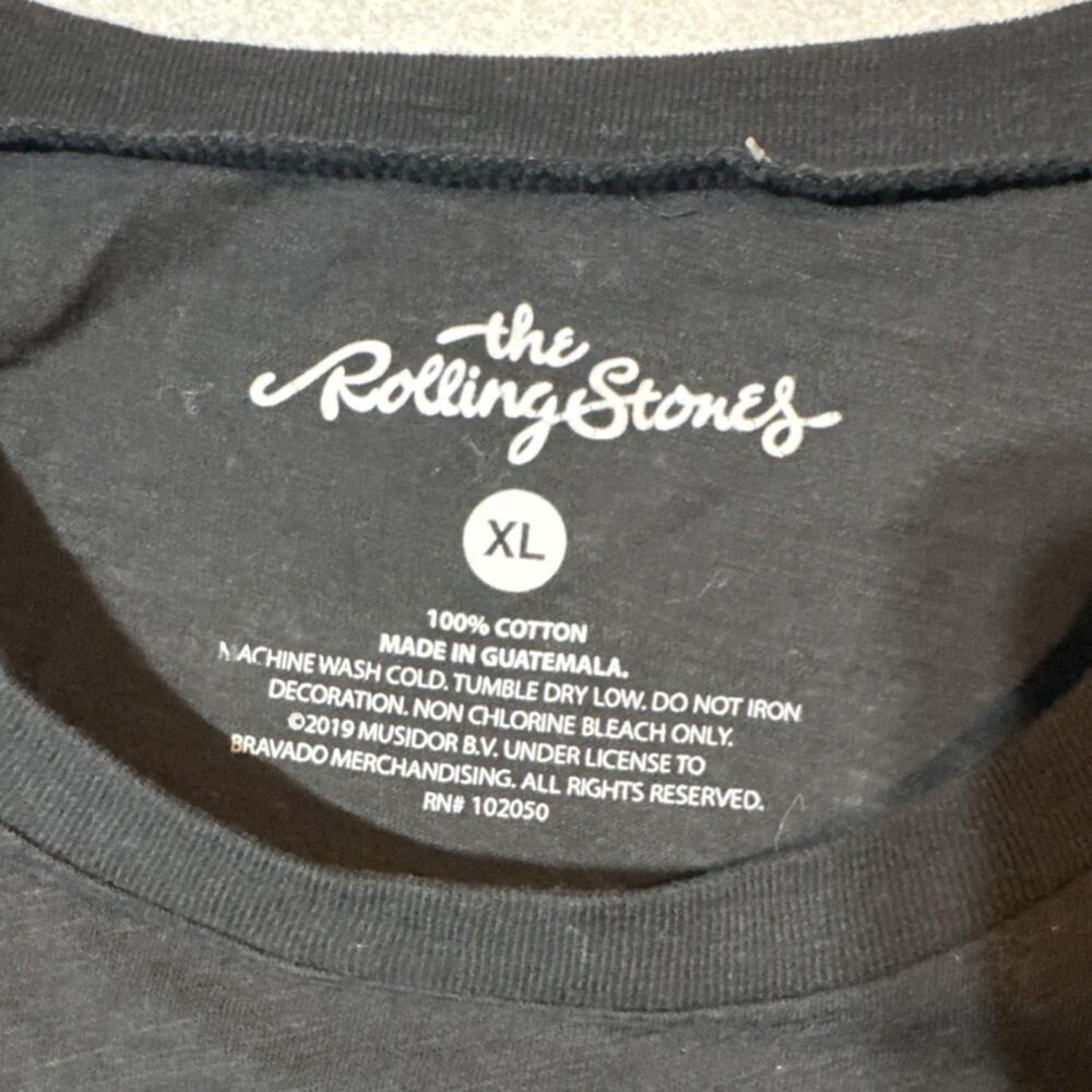 Rolling Stones 1975 US Tour Black T-Shirt XL Bravado Merch Reproduction - Picture 2 of 3